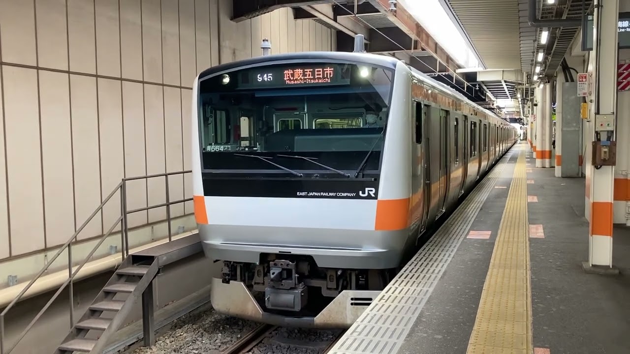 【青664編成】E233系0番台八トタ青664編成 JR青梅線五日市線直通各駅停車武蔵五日市行き 立川駅発車