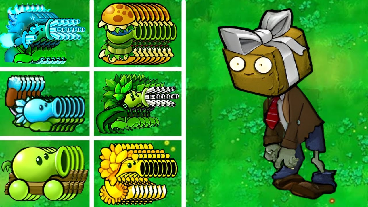 PVZ 1 Hybrid Challenge - 1 All Hybrid Peashooters Vs 1 Box Of Nut Zombie + Extra - Who Will Win?