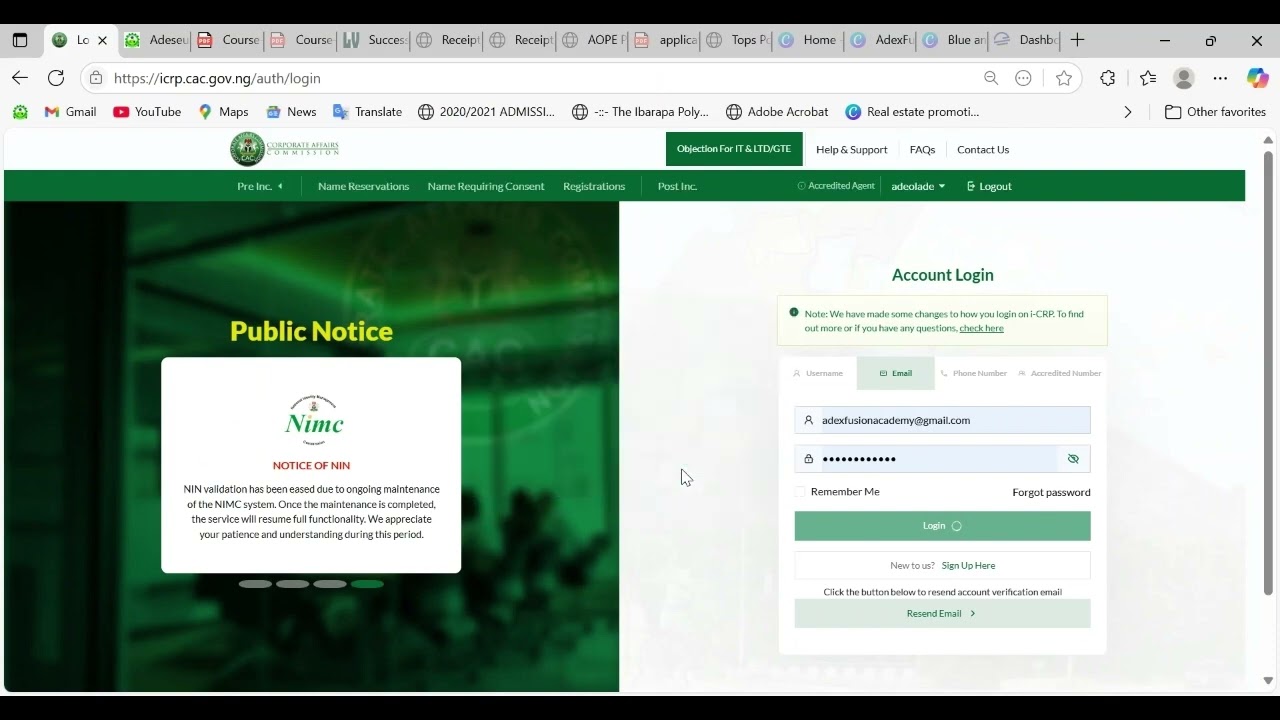 Name Reservation on the CAC AI-POWERED portal