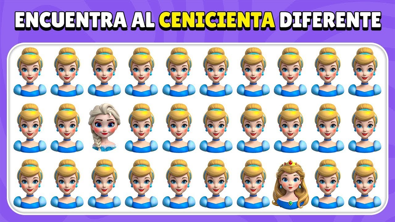 Encuentra el Emoji Diferente - Edición Princesas Disney 👑✨🧚 | 40 Niveles | Lora Quiz