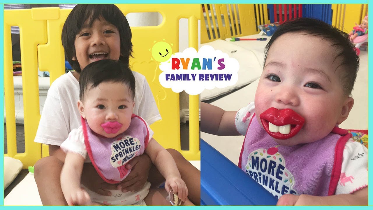 WIERD FUNNY SCARRY TEETH!!  Twin Babies Trying on Funny Pacifiers with Ryan's Family Review