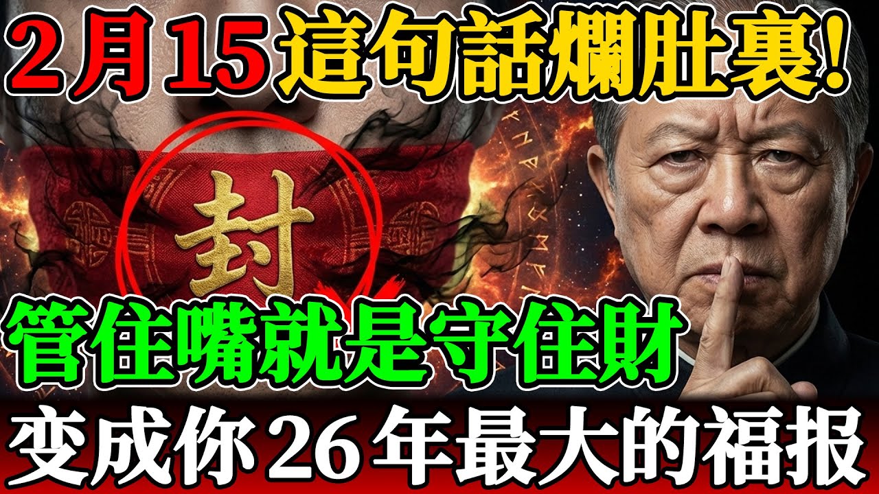 2月15日臘月二十八，這句“喪氣話”爛在肚子裡也別說！曾仕強：管住嘴就是守住財，誰說誰倒楣！#曾仕強 #易經 #國學 #2026運勢 #臘月二十八 #口業 #風水 #改運 #造命 #丙午年