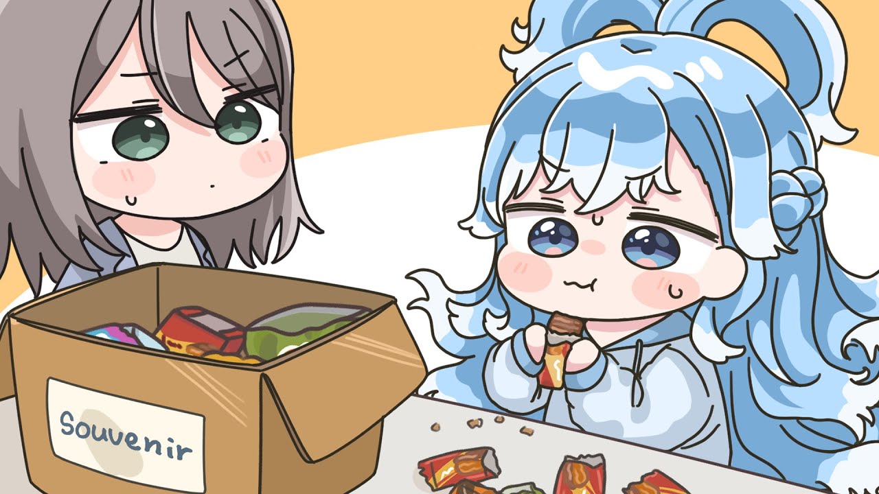 【手描き】スタッフさんに買ったお土産を全部食べてしまったこぼちゃん【こぼ・かなえる/えーちゃん/ホロライブ切り抜き/もちみこ】