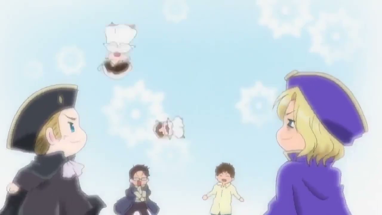 hetalia france, holy rome, spain and austria playing volleyboll with italy and romano but
