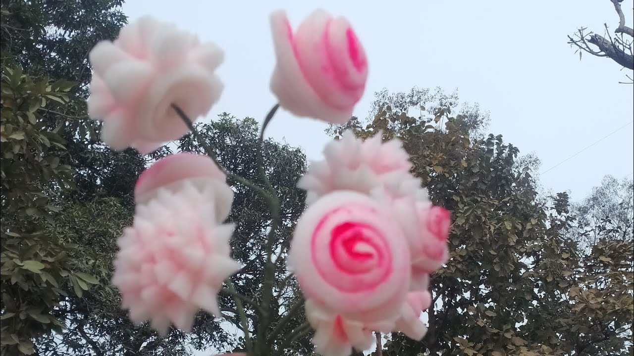 Flower crafting 🌷🥀🌸⚠️#artscraft #artwork #crafting  #flowerart #foamcutting #rose / mixed channel 