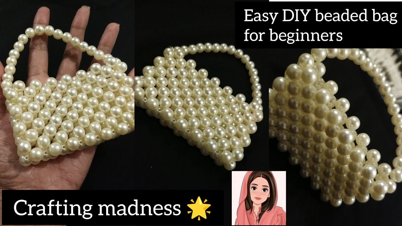 How to make an easy pearl beaded bag | mini beaded bag tutorial | step by step guide for beginners