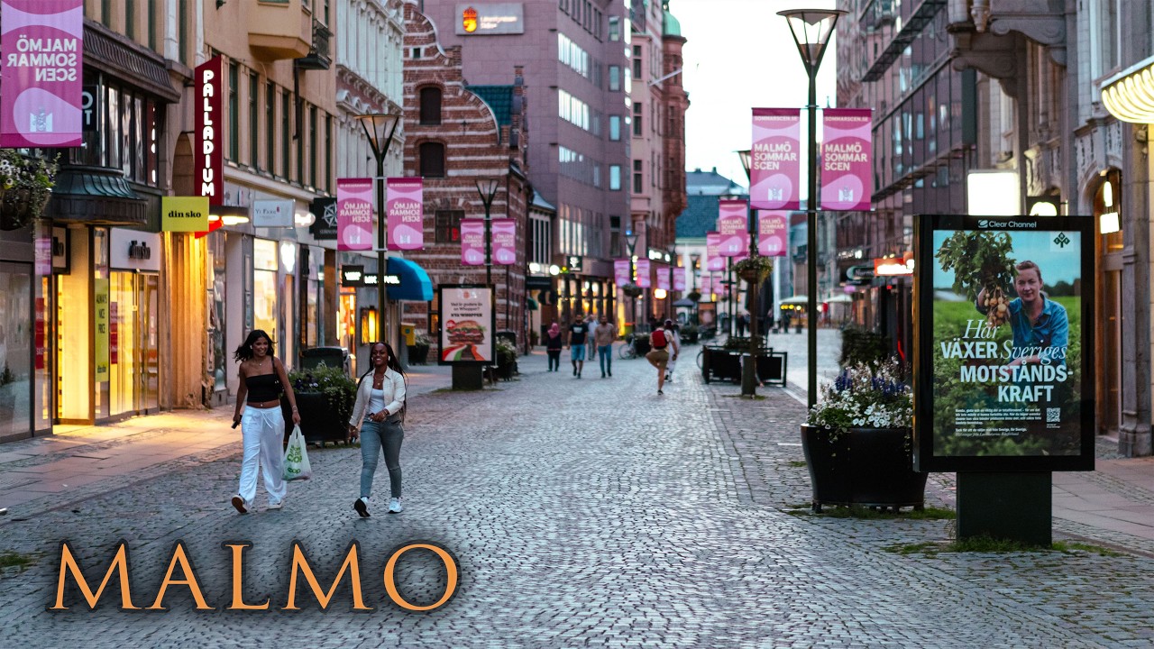 Malmo, Sweden City Walk | Evening City Ambience