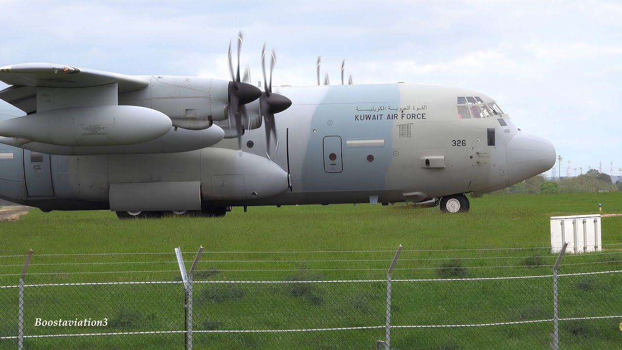 Kuwait Air Force  KC-130J  Taxi & Takeoff at Paris Le Bourget