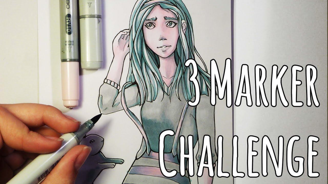 THREE MARKER CHALLENGE (with copics)