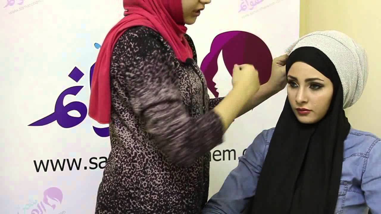 طريقة لفة حجاب خليجي جديده بألوان الأسود والفضي 2016