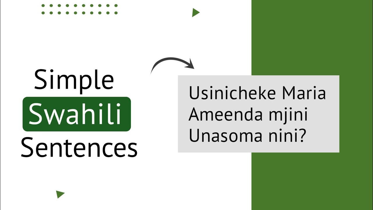 SIMPLE SWAHILI SENTENCES | BEGINNER SWAHILI TUTORIALS | SWAHILI TUTORIALS
