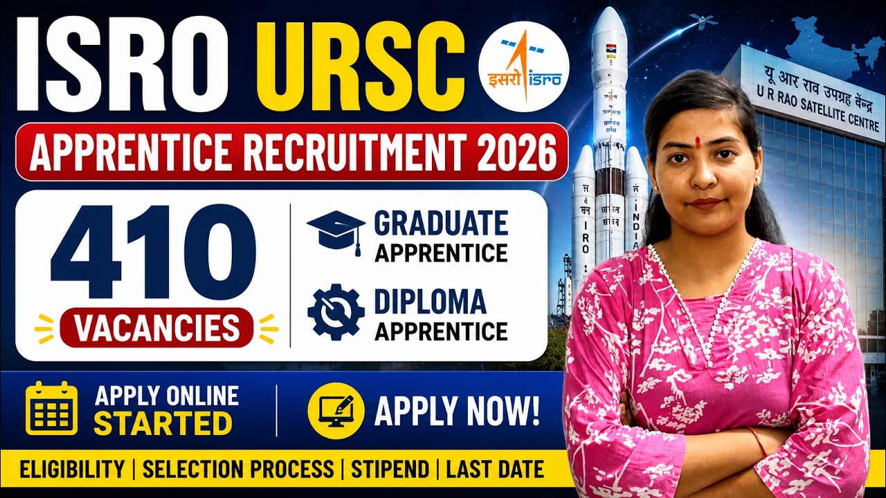 ISRO URSC Apprentice Recruitment 2026 | 410 Vacancies | Graduate & Diploma Apprentice | Apply Online