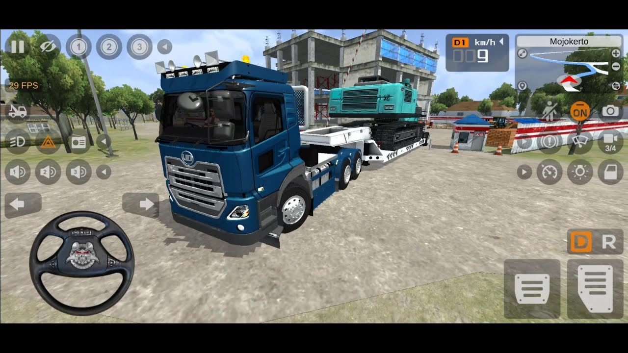 PERMAINAN TRUK TRAILER DOLLY UD QUON EURO 5 ANGKUT EXCAVATOR BESAR - GAME BUS SIMULATOR INDONESIA