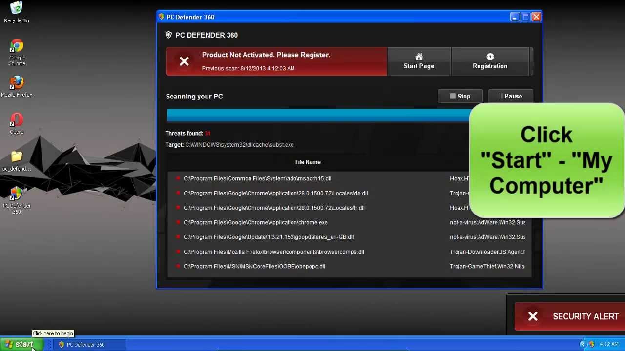 PC Defender 360 scam (removal from Windows XP)