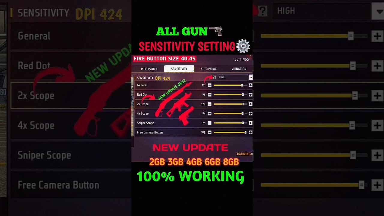 Free Fire Ob52 Update 4Gb Ram Auto Headshot Sensitivity Setting ⚙️| 200 Sensitivity Settings In 2026