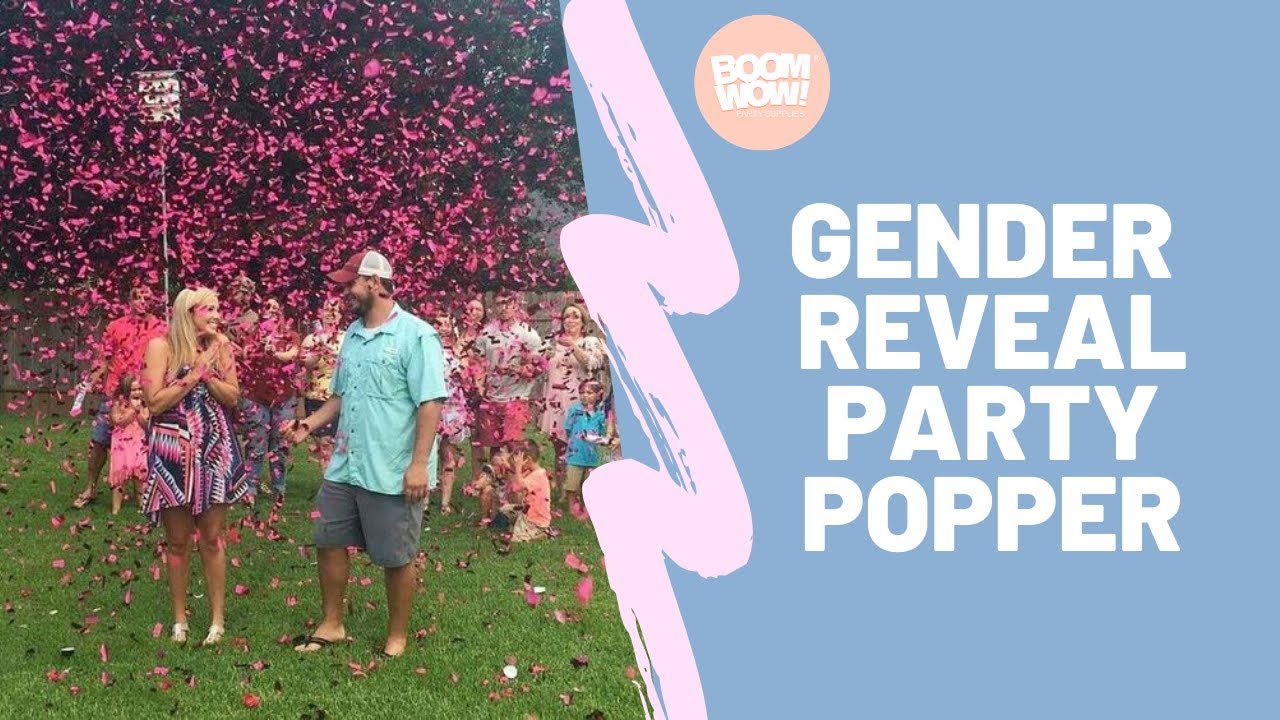 GENDER REVEAL:30cm Gneder Reveal Confetti Cannon Party Popper Pink