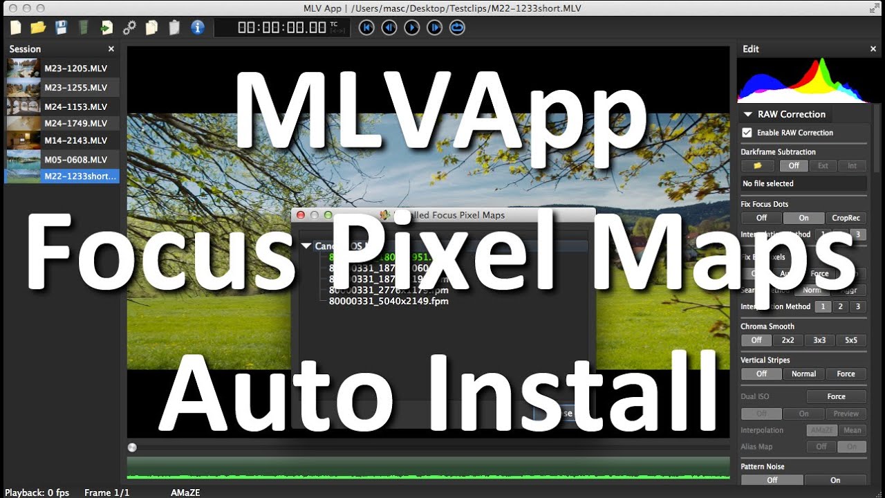 MLVApp Tutorial - Focus Pixel Maps Auto Install