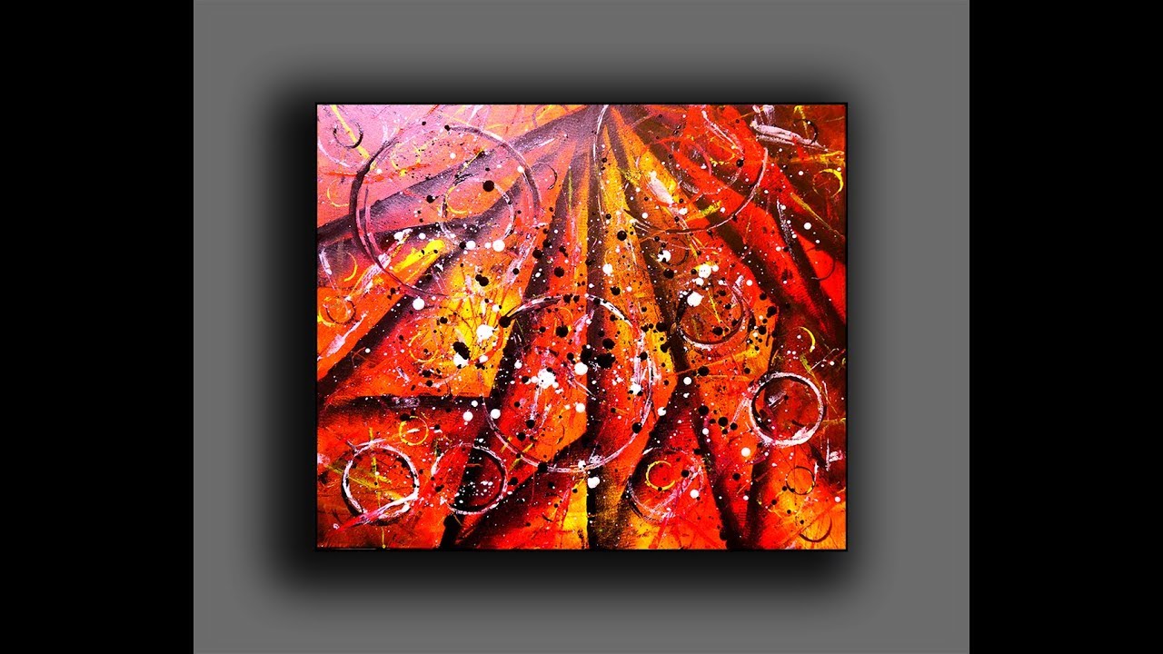 Red & Orange Abstract Painting / Fun With Acrylics / Creating Textured Surface With Random Tools