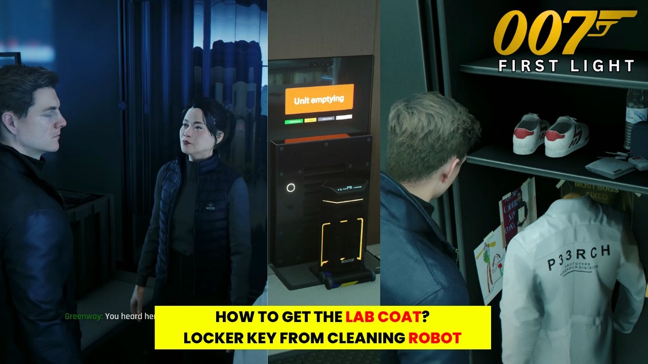 007 First Light &mdash; How to Get the Lab Coat | Locker Key from Cleaning Robot | Knightfall Guide