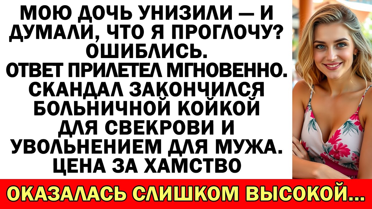 Муж молчал, когда свекровь унизила дочь! Потерял жену, крышу и работу в придачу!