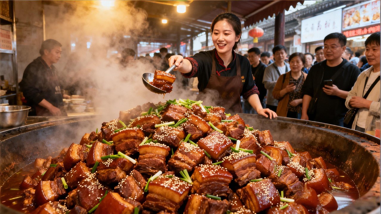 无锡漂亮老板娘土灶做红烧肉，一块2斤重108元，一天能卖100块！【好食勇哥】