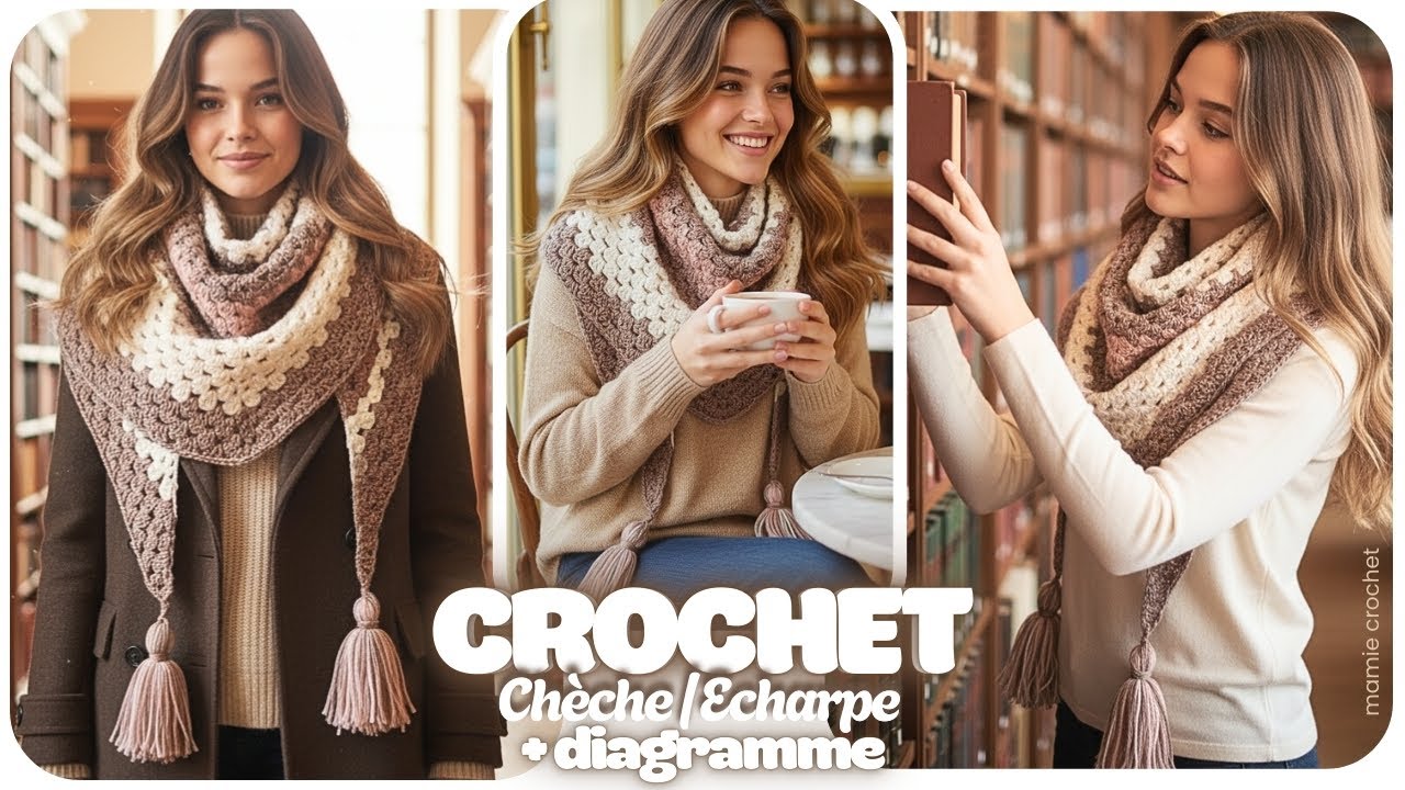 💗 CHÈCHE / ÉCHARPE AU CROCHET + DIAGRAMME 💗 ATTENTION COUP DE CŒUR !!! 💗 TUTO LORANE @MamieCrochet