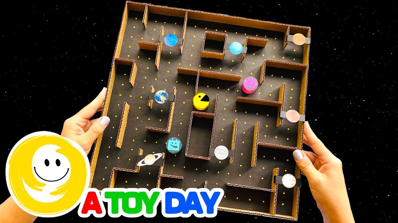 DIY Pac-Man 🟡 Hunting Planets Game for kids | How to learn planets order GAME | DIY Cardboard Game
