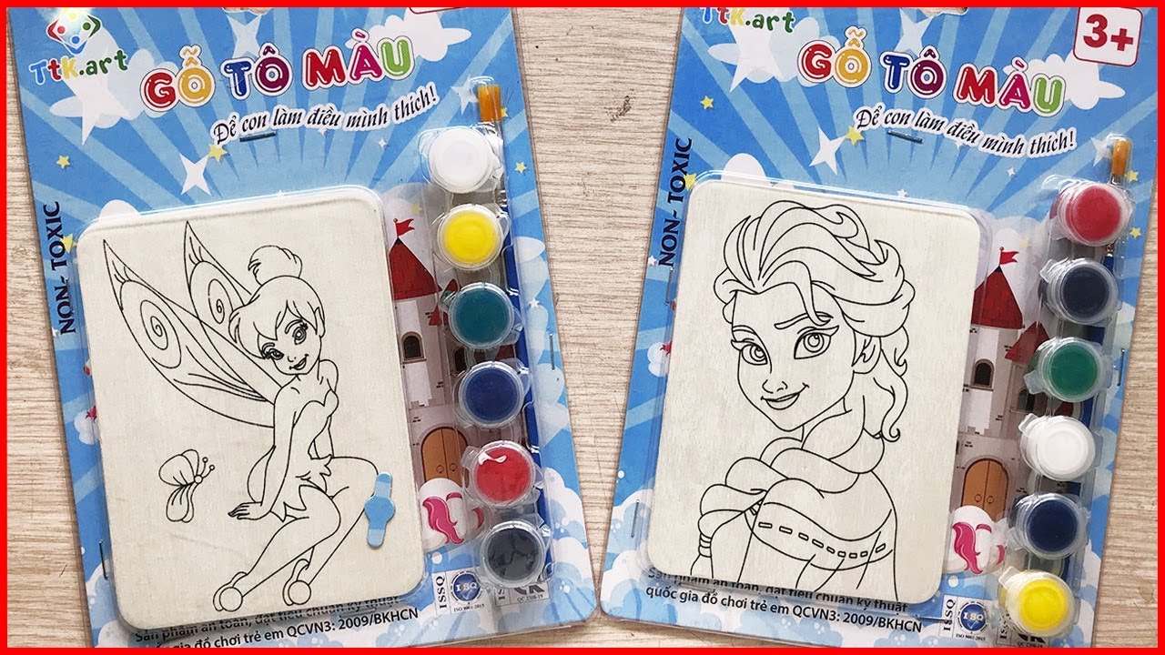 Tô màu công chúa Elsa & Tinker bell với  5 màu nước - Coloirng elsa & tinker bell (Chim Xinh)
