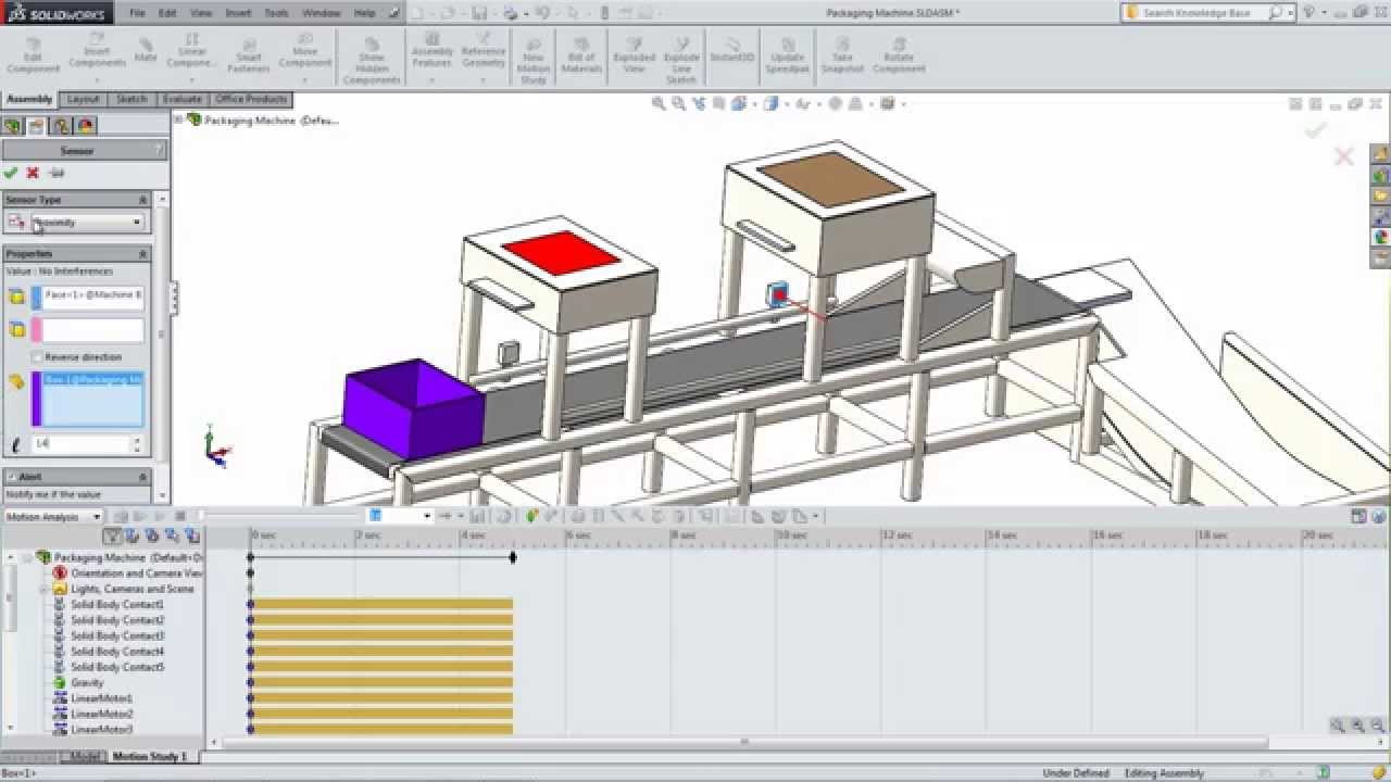 SolidWorks Education Motion: Packaging Machine Part 2