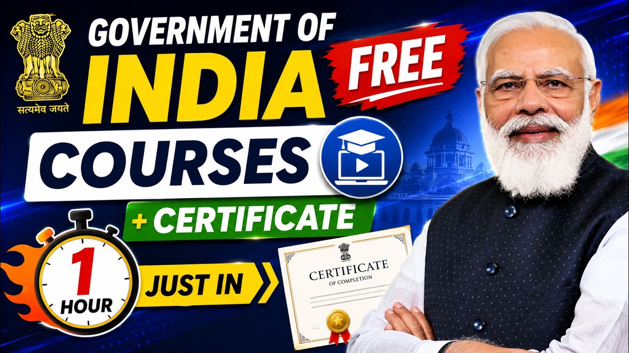 🔴 Government Of india Free Courses + Certificate  just in 1 Hour 🔥