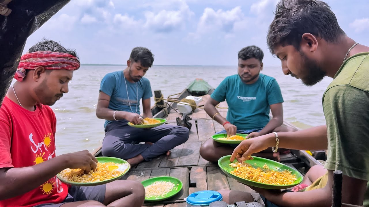 চরা মাতলায় বড়শি দিয়ে মাছ ধরতে গিয়ে,সকালের টিফিন পুরো জমে গেল matla river fishing!!!