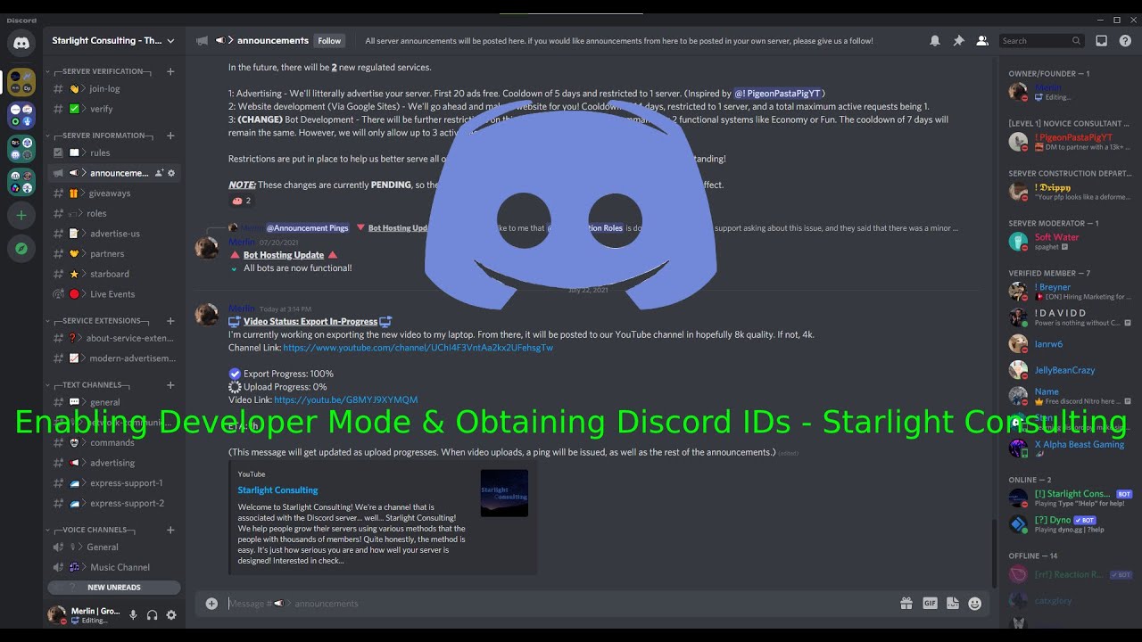 Enabling Developer Mode & Obtaining Discord IDs -Starlight Consulting