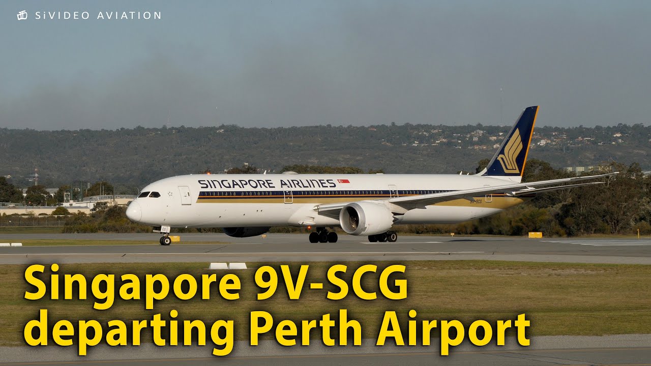 Singapore Airlines (9V-SCG) departing RW03 at Perth Airport.