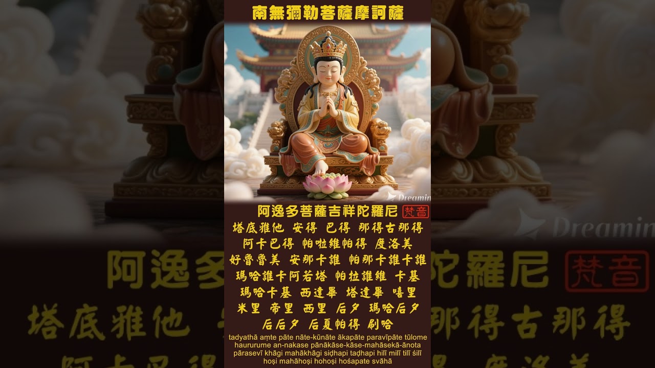 阿逸多菩薩吉祥陀羅尼 | 梵音(莊嚴_男聲) | 南無彌勒菩薩摩訶薩 | 阿逸多菩薩加持 | 未來宿命通 | 增長威力色力 | 名聞增盛 | 隨願安樂 | 不受殺害 | 擁護眾生 | 宇宙正能量