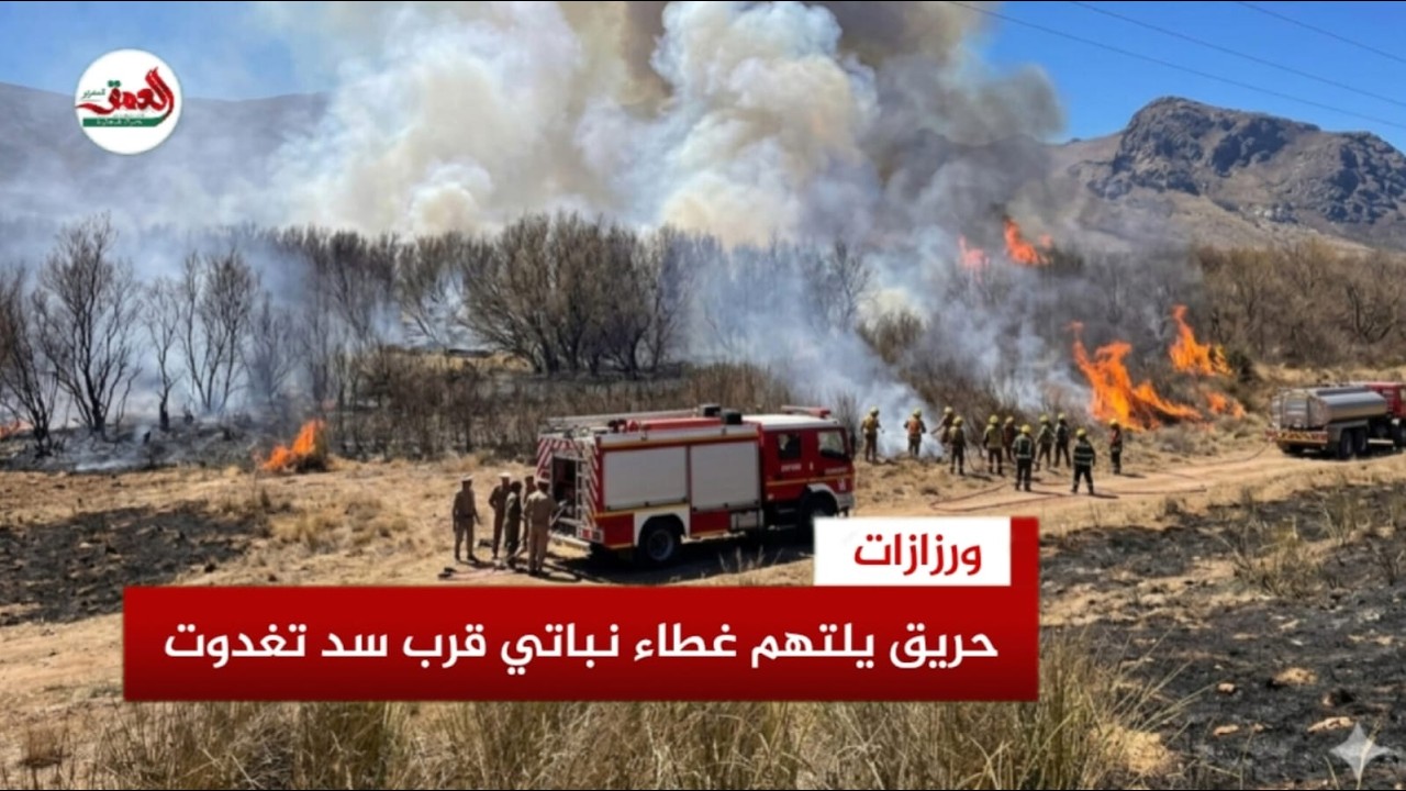 اندلاع حريق بمحيط سد تغدوت بإقليم ورزازات يثير استنفارا أمنيا واسعا