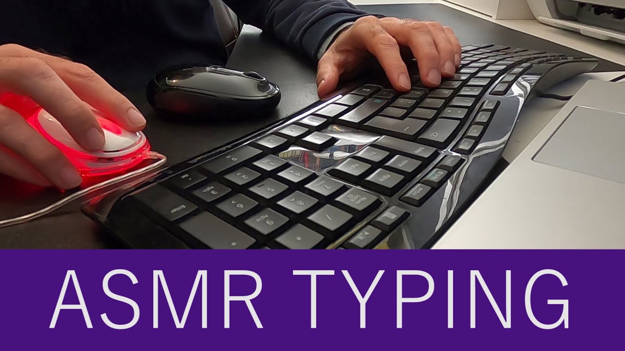 CALM KEYBOARD TYPING ASMR with mouse clicks, soft breathing and sighs. Sounds to focus or study