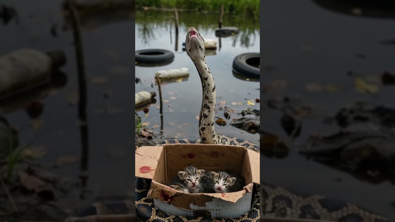 3 Kittens Become Python's Prey #aiandcats #cat #cats #cute  #animalintelligence #kitten #o #sad