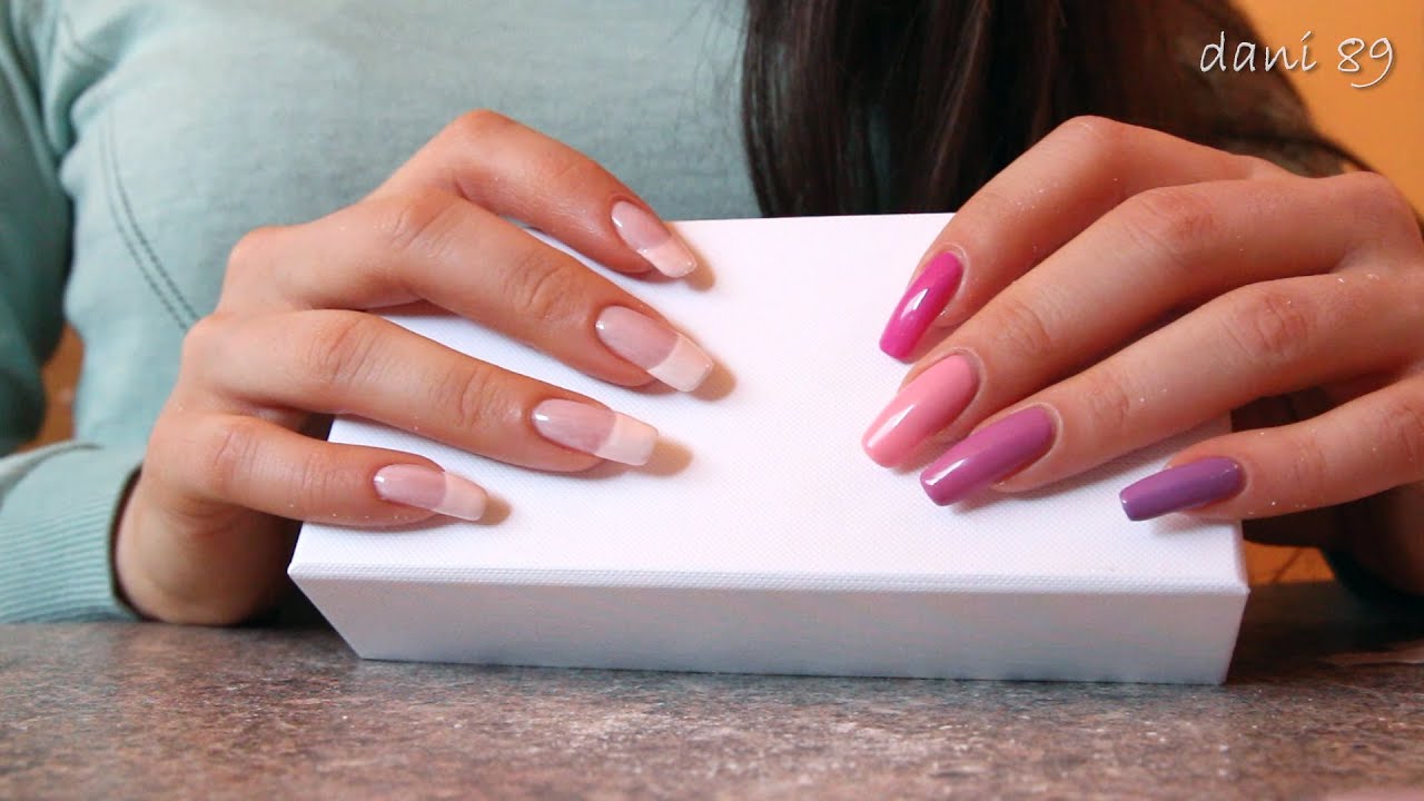 ASMR: ✶ TINGLES: tapping&scratching ✶ with multicolor pink &french manicure on my LongNails ♥