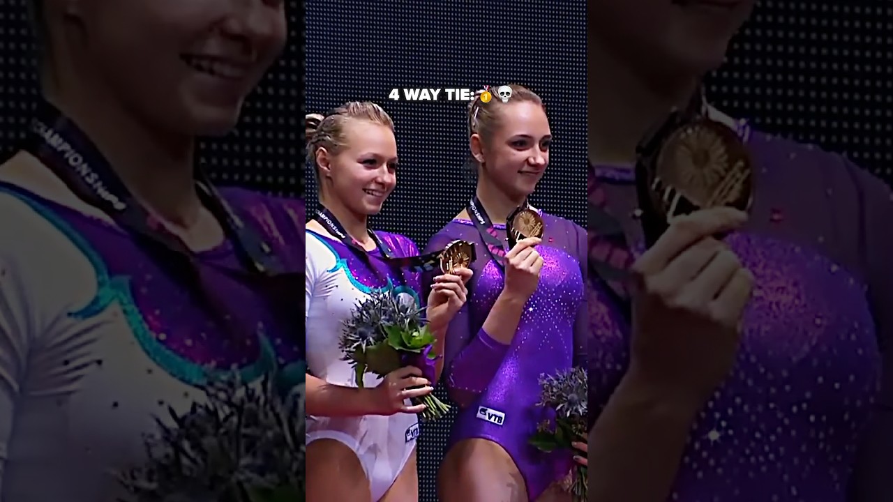 The only time ever in gymnastics history!😳 #gymnastics #unevenbars #worldchampionships #tie #gold