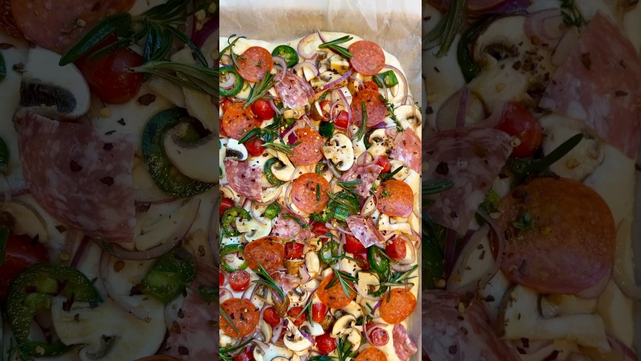 Focaccia toppings | Italiaans focacciabrood #pizza #focaccia #brood #broodpizza #pizzabrood