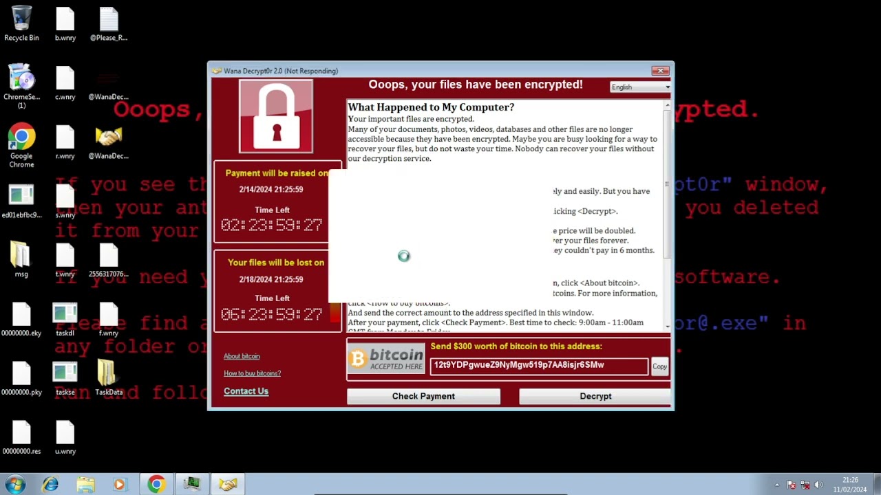 Running wannacry on windows 7 (idk what to post 😭)