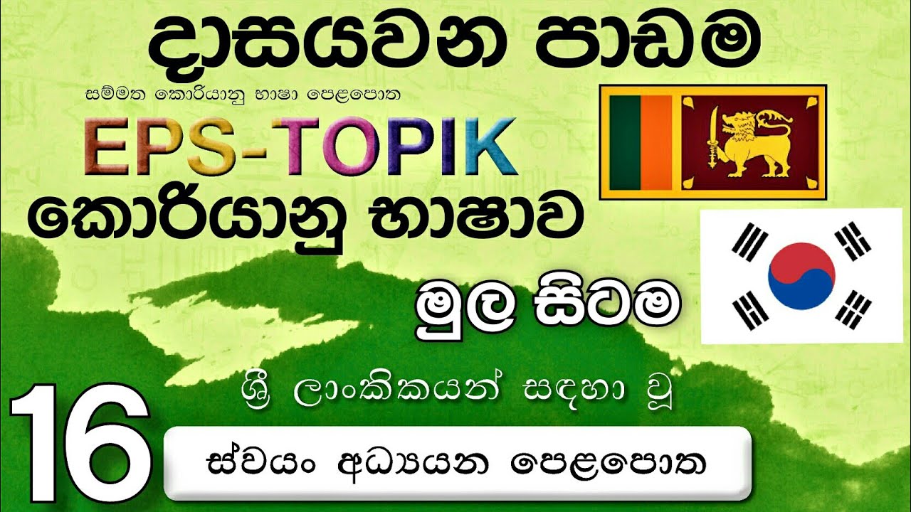 EPS-TOPIK 16 කොරියානු භාෂාව 16 වන පාඩම  Korean Dream