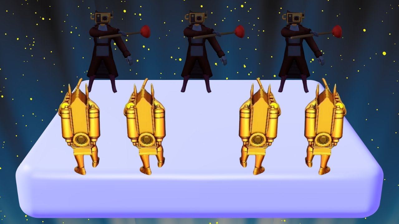 skibidi battle vs clockman / level up clockman max level gameplay (merge skibidi toilet)