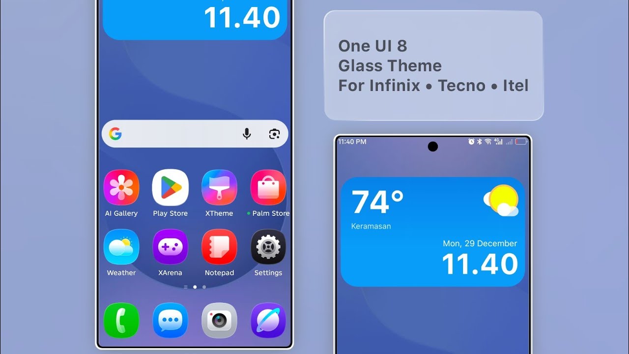 ONE UI 8 Glass Theme for Infinix · Tecno · Itel