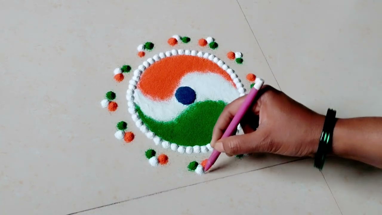 🇮🇳प्रजासत्ताक दिन विशेष २ मिनीटात होणारी छोटी व सुबक रांगोळी🇮🇳 l Easy Republic day rangoli l 