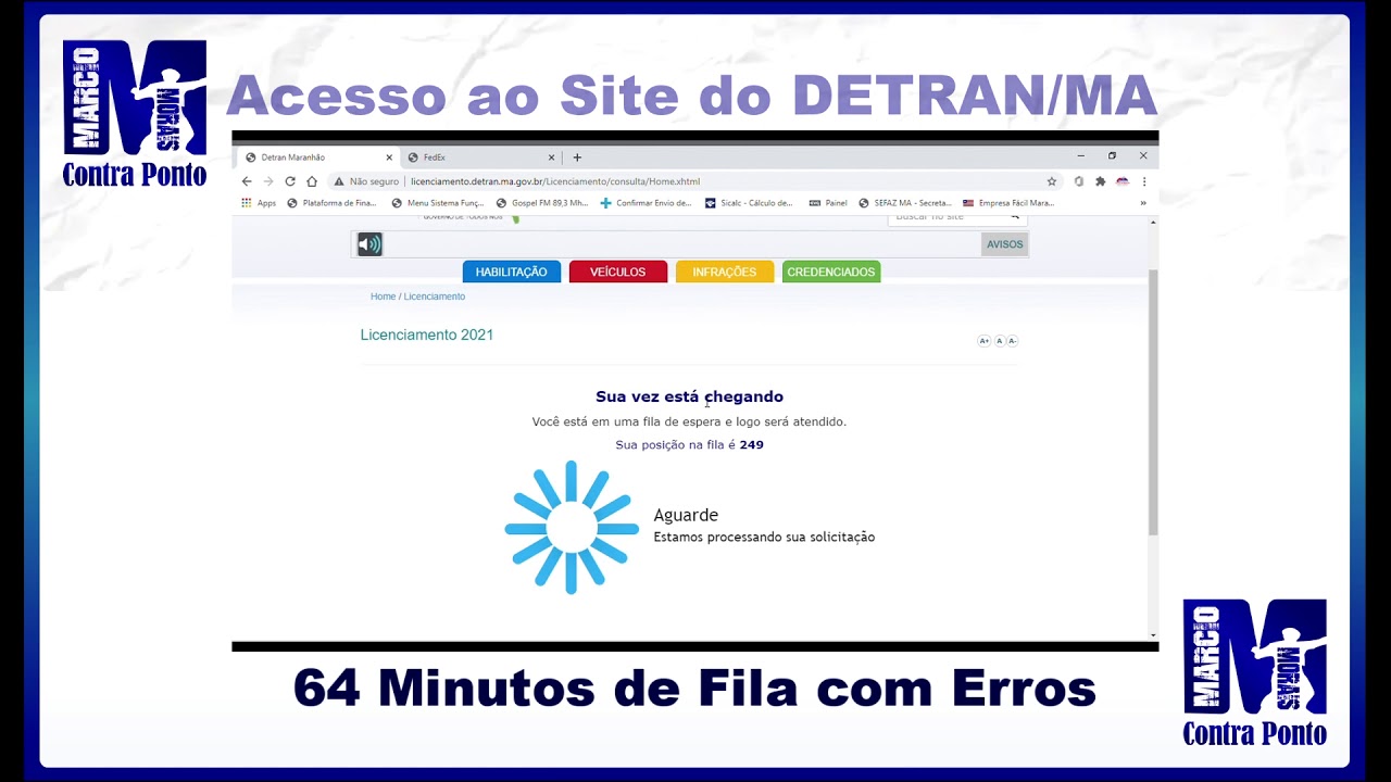 SITE DO DETRAN/MA COM PROBLEMAS