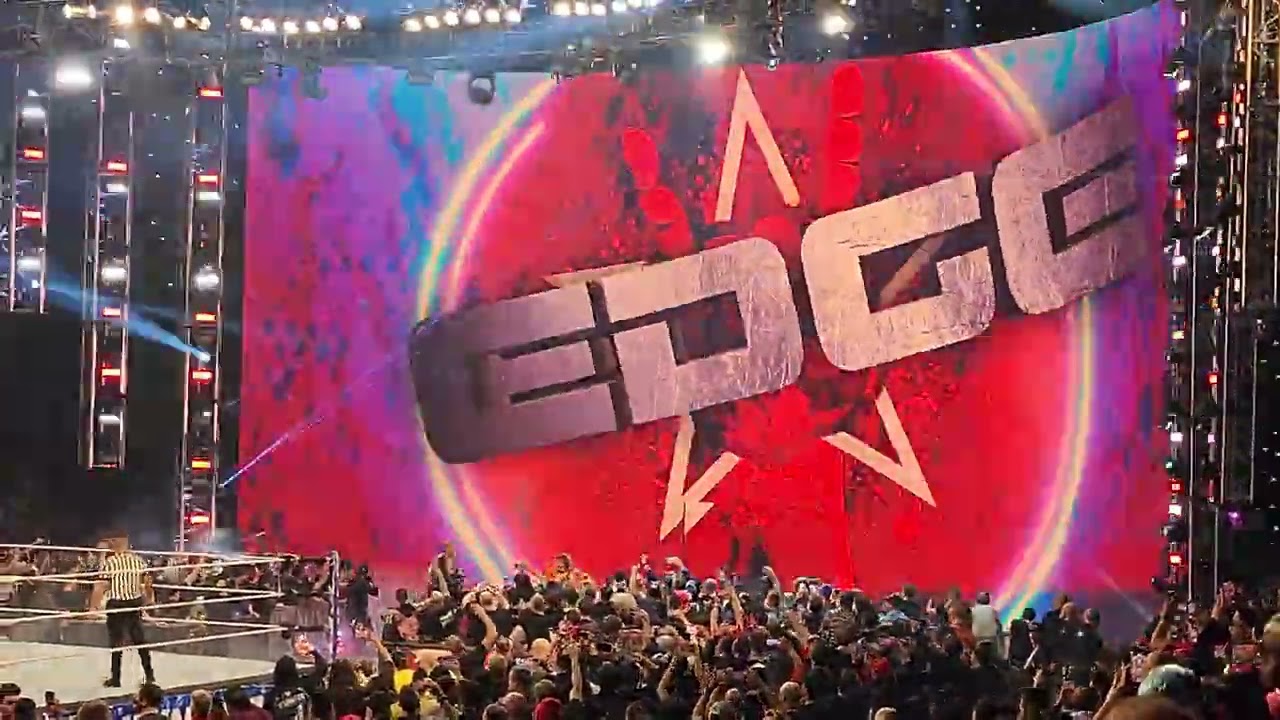 Ring entrance of The Judgment Day and Edge with Beth Phoenix at Elimination Chamber in Montreal