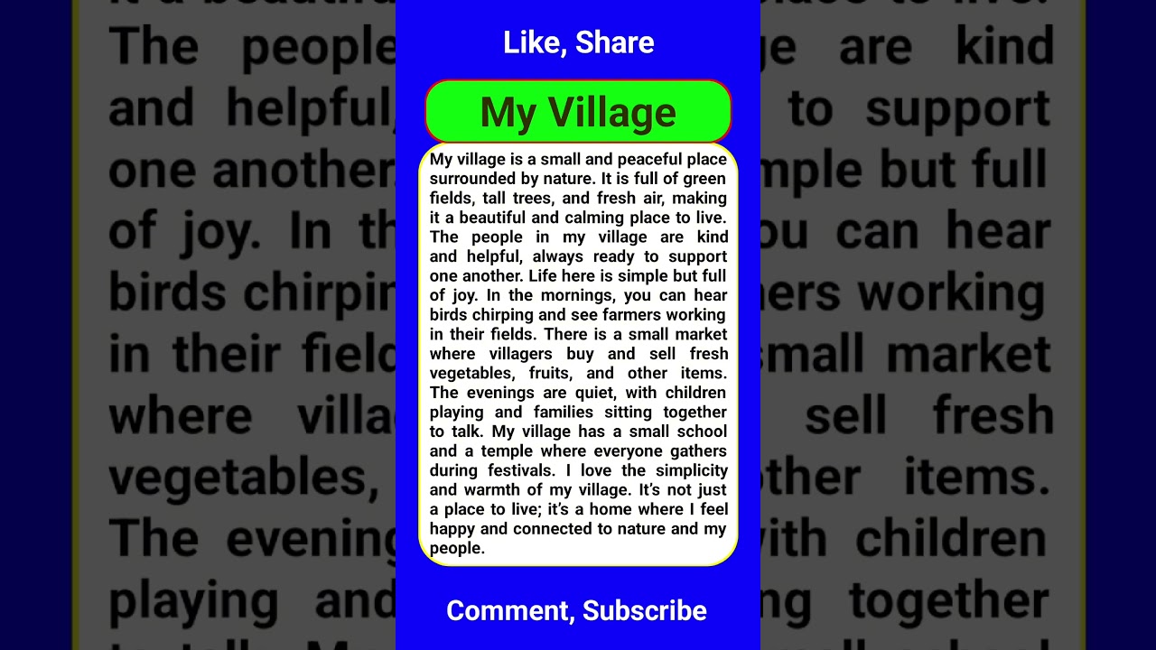 Small Essay About My Village #dailyenglish #english #englishlanguage #spokenenglish