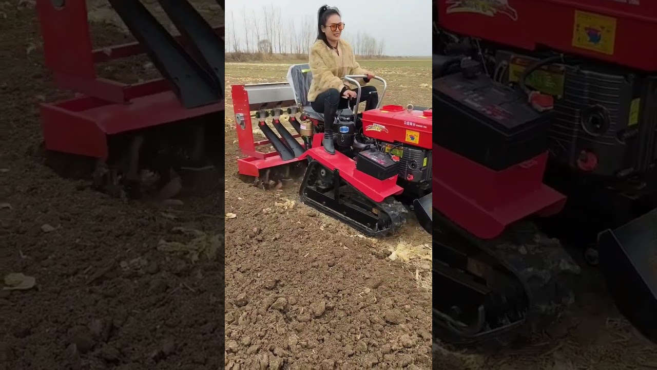 Multi-functional machine, saving time, effort, and labor #Rotary tillage and fertilization #farming