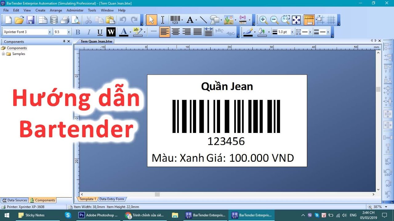 Hướng dẫn sử dụng phần mềm in mã vạch Bartender